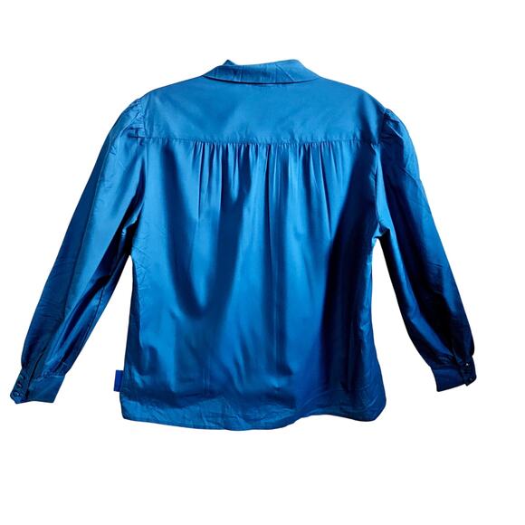 T.C. Prescott Women's 14 Layered Button Up Blouse Solid Blue Elevated Basic - Picture 6 of 8